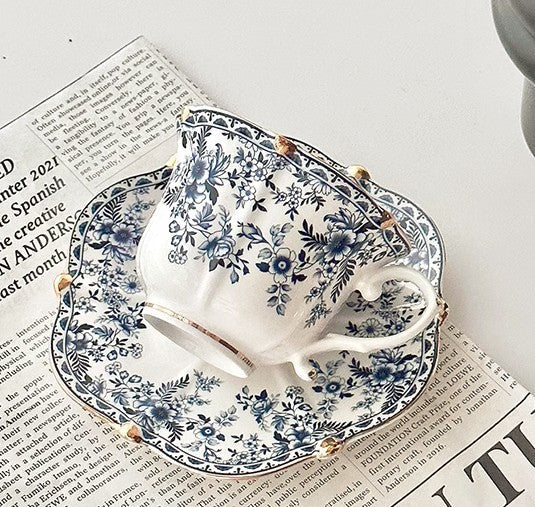 French Style China Porcelain Tea Cup Set, Unique Tea Cup and Saucers, Royal Ceramic Cups, Elegant Vintage Ceramic Coffee Cups for Afternoon Tea-Silvia Home Craft