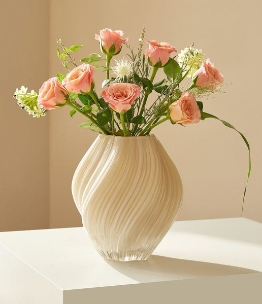 Mid Century Vases for Flowers, Modern Vases for Living Room, Handmade Contemporary Glass Vases, Unique Decorative Glass Vase, Centerpiece Vases on Table-Silvia Home Craft