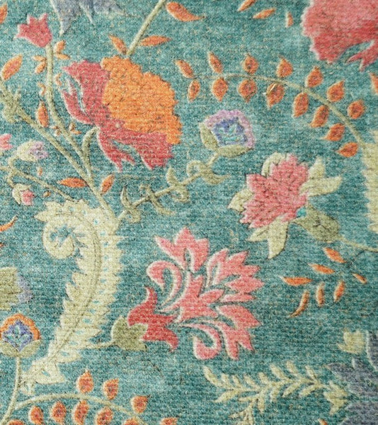 Garden Flowers Pattern Decorative Throw Pillows, Large Green Throw Pillow for Interior Design, Contemporary Square Modern Throw Pillows for Couch-Silvia Home Craft