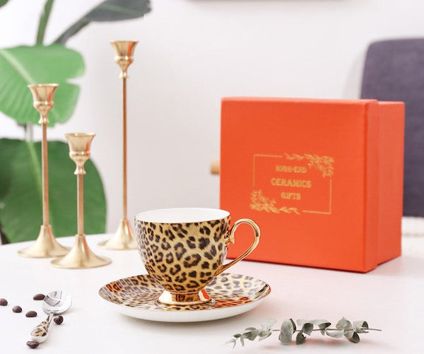 Unique Ceramic Coffee Cup and Saucer, Creative Ceramic Coffee Cups, Beautiful British Tea Cups, Creative Porcelain Tea Cup Set-Silvia Home Craft