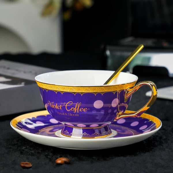 Ceramic Tea Cup and Saucer Set, Porcelain Coffee Cup with Saucer, British Royal Tea Cup and Saucer Set in Gift Box, Porcelain Tea Cup and Saucer Set-Silvia Home Craft