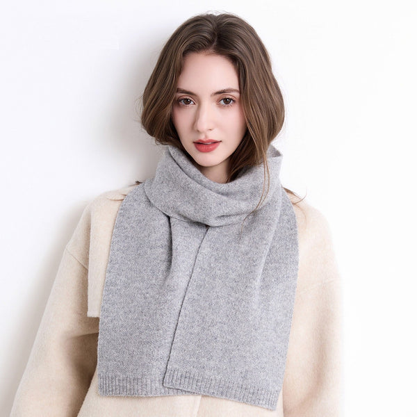 Modern Wool Scarf for Women, Cold Weather Scarves, Small Soft Wool Scarf for Women, Grey Casual Scarf for Women-Silvia Home Craft