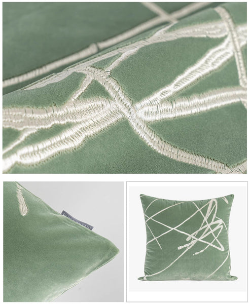 Abstract Contemporary Throw Pillow for Living Room, Green Decorative Throw Pillows for Couch, Large Modern Sofa Throw Pillows-Silvia Home Craft