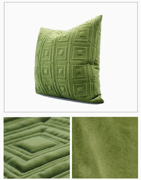 Large Square Modern Throw Pillows for Couch, Green Geometric Modern Sofa Pillows, Large Decorative Throw Pillows, Simple Throw Pillow for Interior Design-Silvia Home Craft