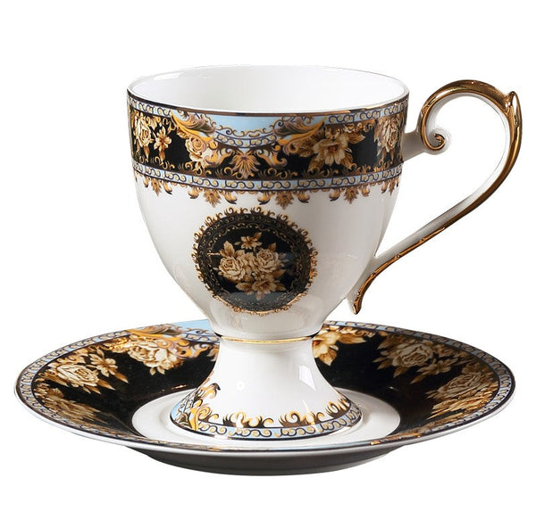 Royal Porcelain Tea Cup Saucer Set, 8 oz Tea Cup and Saucer in Gift Box as Birthday Gift, Elegant Ceramic Coffee Cups, Beautiful British Tea Cups-Silvia Home Craft