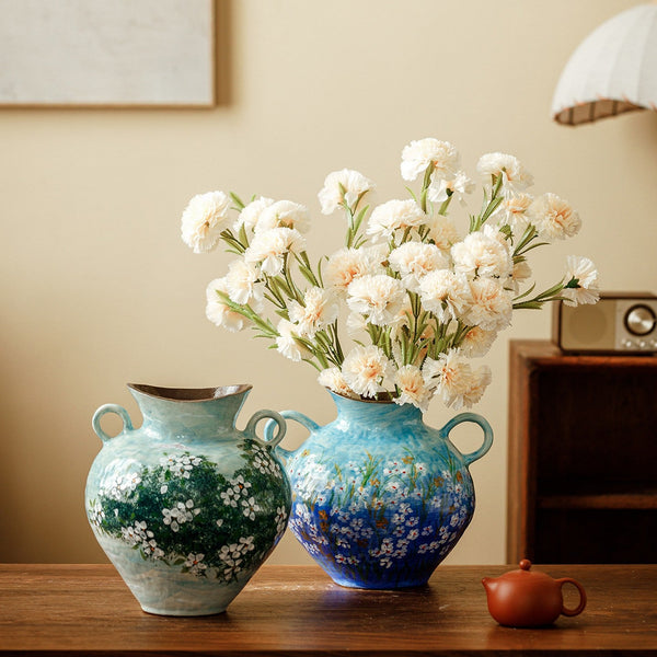 Centerpiece on Dining Table, Handmade Water Holding Flower Vases, Large Flower Vases on Table, Modern Pottery Flower Vases, Pottery Bud Vases-Silvia Home Craft