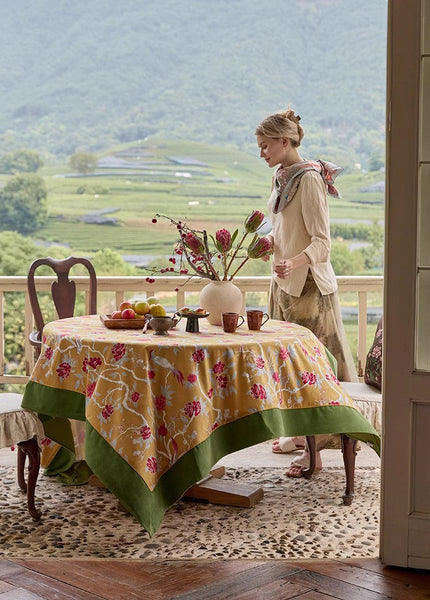 Farmhouse Table Cloth, Dining Room Flower Table Cloths, Large Square Tablecloth for Round Table, Extra Large Rectangular Table Covers for Kitchen-Silvia Home Craft