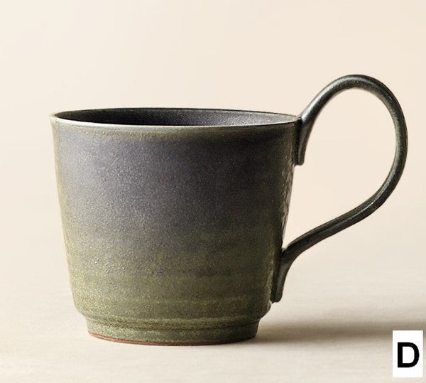 Modern Handmade Pottery Coffee Cup, Creative Brown Green Blue Ceramic Coffee Mugs, Large Unique Tea Cup, Large Capacity Coffee Cups-Silvia Home Craft