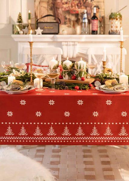 Christmas Edelweiss Table Covers, Square Tablecloth for Kitchen, Extra Large Modern Rectangular Tablecloth for Dining Room Table, Large Tablecloth for Round Table-Silvia Home Craft