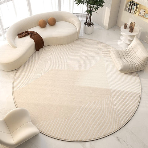Geometric Round Rugs for Dining Room, Modern Area Rugs for Bedroom, Circular Modern Rugs under Chairs, Contemporary Modern Rug for Living Room-Silvia Home Craft