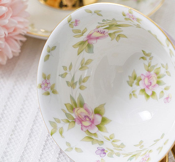 Elegant Ceramic Coffee Cups, Beautiful British Tea Cups, Unique Afternoon Tea Cups and Saucers in Gift Box, Royal Bone China Porcelain Tea Cup Set-Silvia Home Craft
