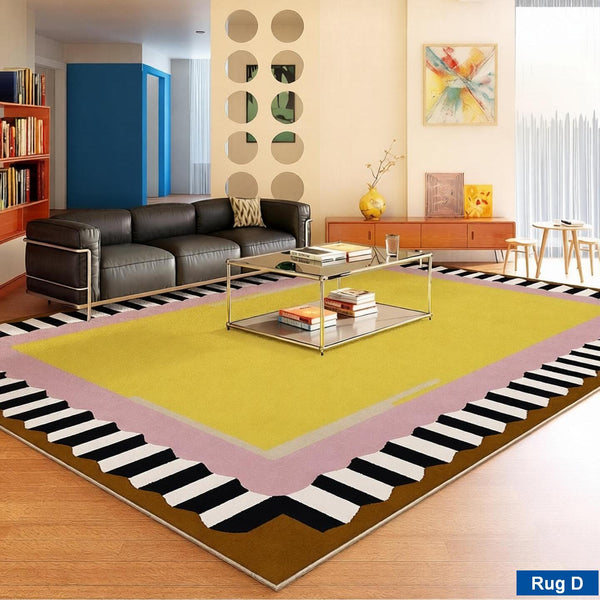 Colorful Modern Rugs for Living Room, Dining Room Geometric Modern Rugs, Mid Century Modern Rugs, Contemporary Modern Rugs under Coffee Table-Silvia Home Craft