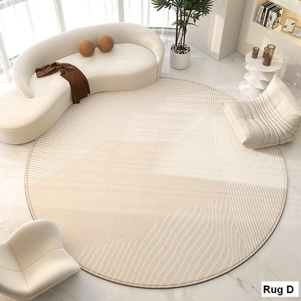 Unique Modern Rugs for Living Room, Geometric Round Rugs for Dining Room, Contemporary Modern Area Rugs for Bedroom, Circular Modern Rugs under Chairs-Silvia Home Craft