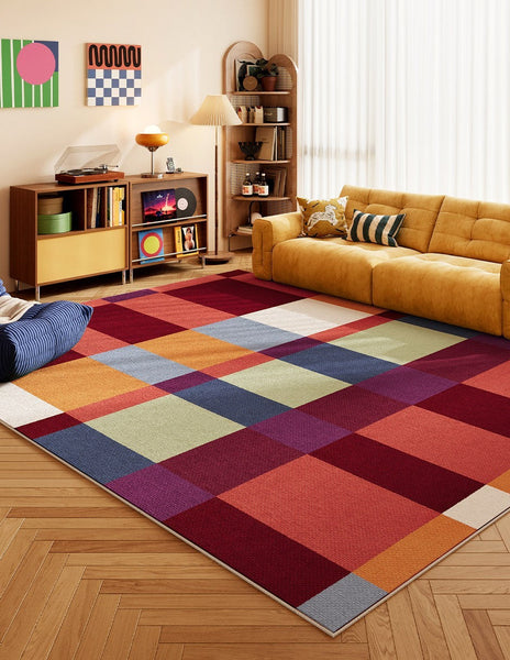 Abstract Modern Rugs, Colorful Contemporary Area Rugs, Modern Living Room Rug Ideas, Geometric Carpets for Living Room, Modern Carpets for Bedroom-Silvia Home Craft