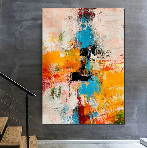 Hand Painted Wall Painting, Extra Large Paintings for Living Room, Modern Abstract Art for Bedroom, Abstract Acrylic Wall Painting, Simple Painting Ideas-Silvia Home Craft