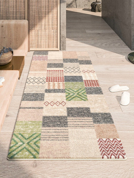 Modern Runner Rugs for Entryway, Contemporary Modern Rugs Next to Bed, Hallway Runner Rug Ideas, Geometic Modern Rugs for Dining Room-Silvia Home Craft