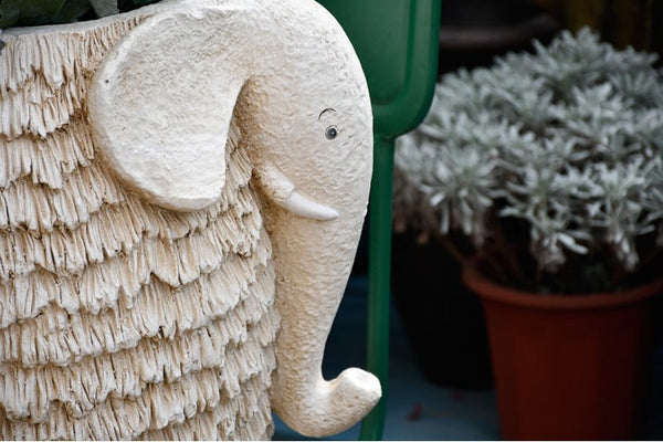 Large Elephant Flowerpot, Resin Statue for Garden, Modern Animal Statue for Garden Ornaments, Villa Outdoor Decor Gardening Ideas-Silvia Home Craft
