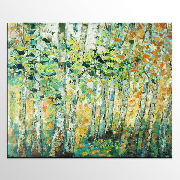 Autumn Tree Painting, Original Wall Art, Landscape Painting, Custom Heavy Texture Wall Art