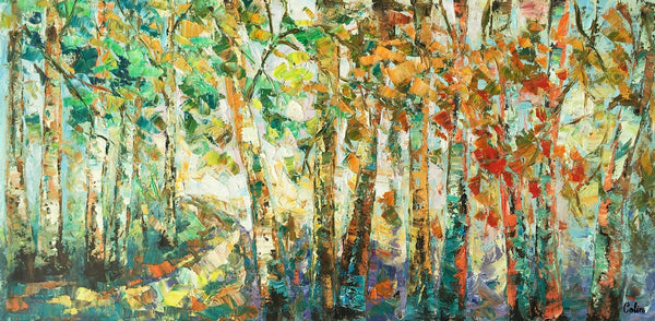 Contemporary Art, Wall Art, Birch Tree Painting, Abstract Painting, Custom Canvas Painting, Oil Painting-Silvia Home Craft