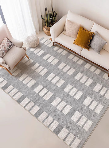 Modern Floor Rugs for Bedroom, Dining Room Floor Rug, Large Gray Floor Rugs for Living Room, Extra Large Geometric Modern Rugs for Office-Silvia Home Craft