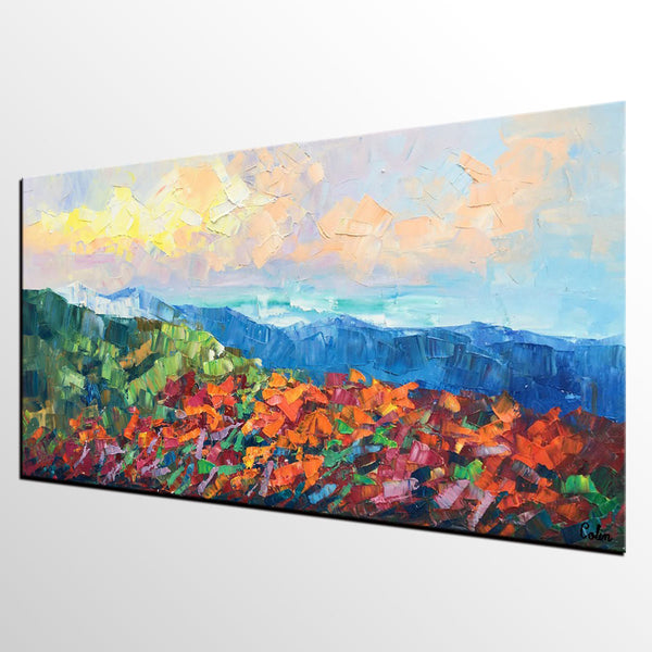 Autumn Mountain Painting, Canvas Painting for Bedroom, Landscape Painting on Canvas, Wall Art Painting, Custom Original Oil Paintings-Silvia Home Craft