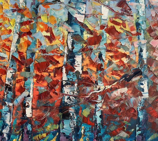 Large Art, Canvas Wall Art, Landscape Art, Birch Tree Artwork, Custom Canvas Painting-Silvia Home Craft