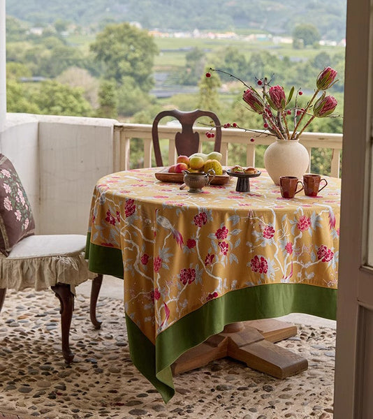 Farmhouse Table Cloth, Dining Room Flower Table Cloths, Large Square Tablecloth for Round Table, Extra Large Rectangular Table Covers for Kitchen-Silvia Home Craft