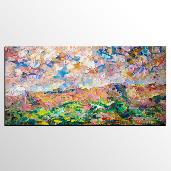 Heavy Texture Painting, Autumn Mountain Painting, Landscape Painting, Custom Large Canvas Art