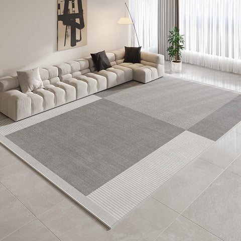 Gray Modern Rug Ideas for Living Room, Abstract Grey Geometric Modern Rugs, Contemporary Modern Rugs for Bedroom, Modern Rugs for Dining Room-Silvia Home Craft