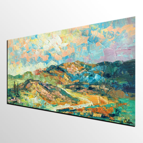Landscape Painting, Autumn Mountain Painting, Original Wall Art, Custom Canvas Art, Original Artwork, Canvas Painting, Oil Painting-Silvia Home Craft