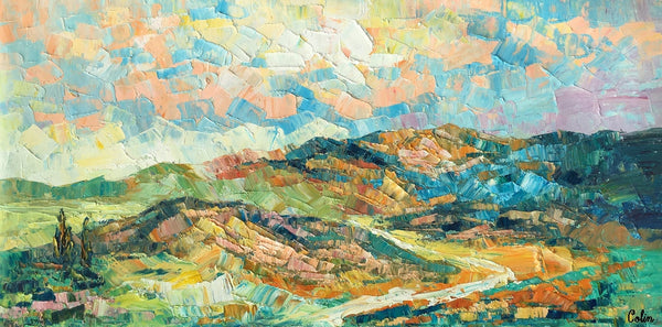 Landscape Painting, Autumn Mountain Painting, Original Wall Art, Custom Canvas Art, Original Artwork, Canvas Painting, Oil Painting-Silvia Home Craft