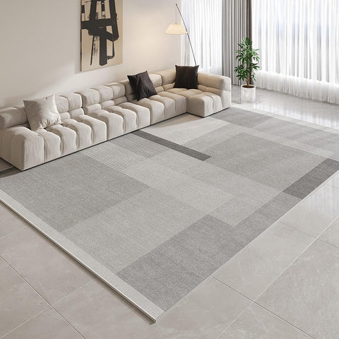 Geometric Modern Rugs for Dining Room, Contemporary Modern Rugs for Bedroom, Gray Modern Rugs for Living Room, Abstract Grey Modern Rugs for Sale-Silvia Home Craft