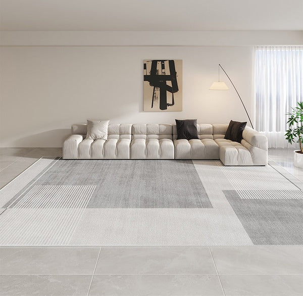 Simple Grey Modern Rugs for Living Room, Contemporary Modern Rugs for Bedroom, Gray Modern Rugs for Dining Room, Abstract Geometric Modern Rugs for Sale-Silvia Home Craft
