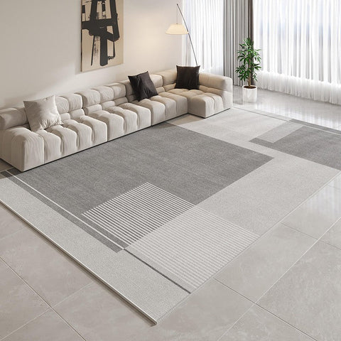 Simple Grey Modern Rugs for Living Room, Contemporary Modern Rugs for Bedroom, Gray Modern Rugs for Dining Room, Abstract Geometric Modern Rugs for Sale-Silvia Home Craft
