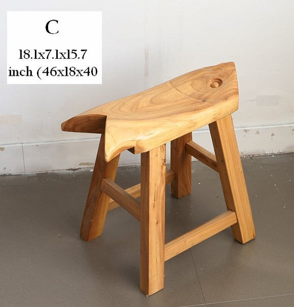 Children's Wooden Stool, Sofa Stool, Dining Table Stool, Handmade Solid Wood low Stool, Creative Shoe-changing Stool, Old Elm Wood Stool-Silvia Home Craft