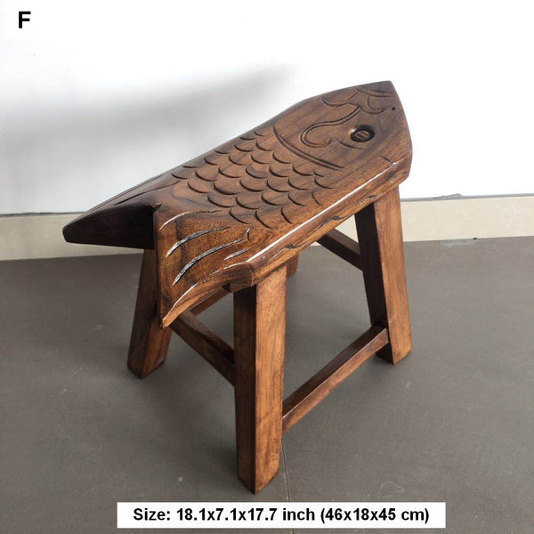 Handmade Solid Wood low Stool, Creative Shoe-changing Stool, Vintage Old Elm Wood Stool, Children's Wooden Stool, Sofa Stool, Dining Table Stool-Silvia Home Craft