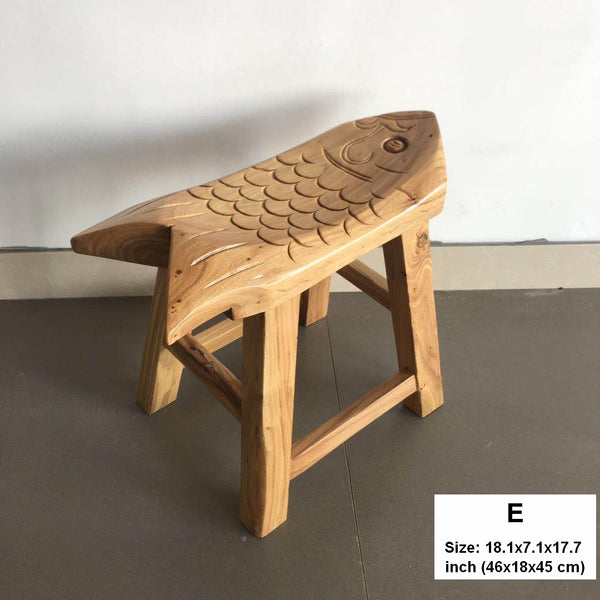 Handmade Solid Wood low Stool, Creative Shoe-changing Stool, Old Elm Wood Stool, Children's Wooden Stool, Sofa Stool, Dining Table Stool-Silvia Home Craft