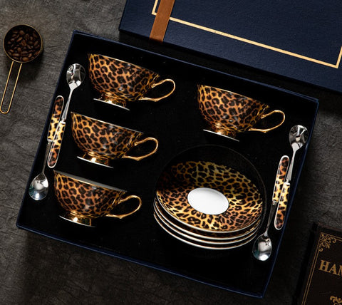 Creative Bone China Porcelain Tea Cup Set, Modern Ceramic Cups, Elegant Ceramic Coffee Cups, Unique Tea Cups and Saucers in Gift Box-Silvia Home Craft