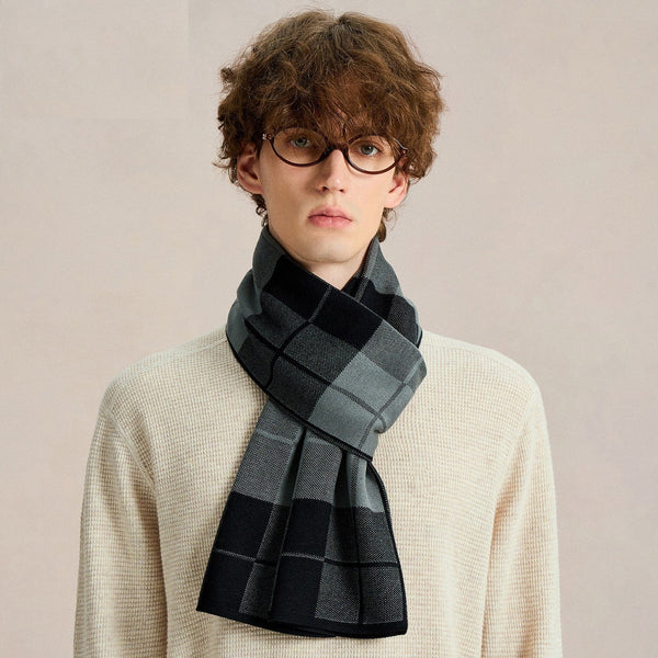Business Casual Scarf for Men, Long Wool Man Scarf, Men's Winter Scarves, Formal Men Scarf Styles, Fashion Men Scarf, Unique Gifts for Men, Men's Wool Scarf Winter-Silvia Home Craft