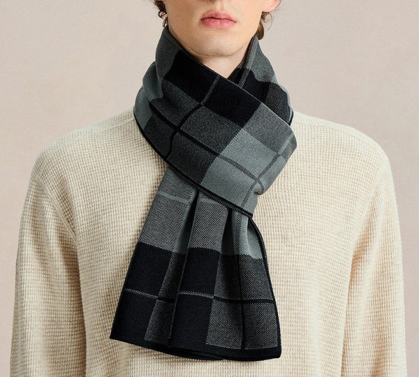 Business Casual Scarf for Men, Long Wool Man Scarf, Men's Winter Scarves, Formal Men Scarf Styles, Fashion Men Scarf, Unique Gifts for Men, Men's Wool Scarf Winter-Silvia Home Craft