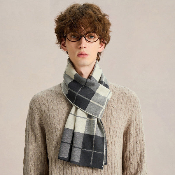 Long Wool Man Scarf, Men's Winter Scarves, Business Casual Scarf for Men, Formal Men Scarf Styles, Fashion Men Scarf, Unique Gifts for Men, Men's Wool Scarf Winter-Silvia Home Craft
