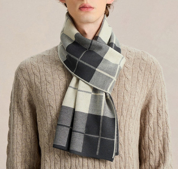 Long Wool Man Scarf, Men's Winter Scarves, Business Casual Scarf for Men, Formal Men Scarf Styles, Fashion Men Scarf, Unique Gifts for Men, Men's Wool Scarf Winter-Silvia Home Craft
