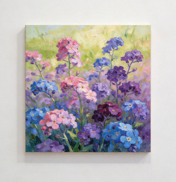 Still Life Painting, Sunny Wild Myosotis, Small Canvas Wall Art, Hand Painted Canvas Art, Original Flower Paintings, Buy Small Art Online-Silvia Home Craft