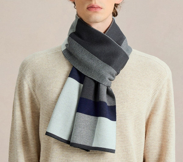 Men's Winter Scarves, Business Casual Scarf for Men, Formal Men Scarf Styles, Long Wool Man Scarf, Fashion Men Scarf, Unique Gifts for Men, Men's Wool Scarf Winter-Silvia Home Craft