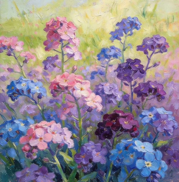Still Life Painting, Sunny Wild Myosotis, Small Canvas Wall Art, Hand Painted Canvas Art, Original Flower Paintings, Buy Small Art Online-Silvia Home Craft