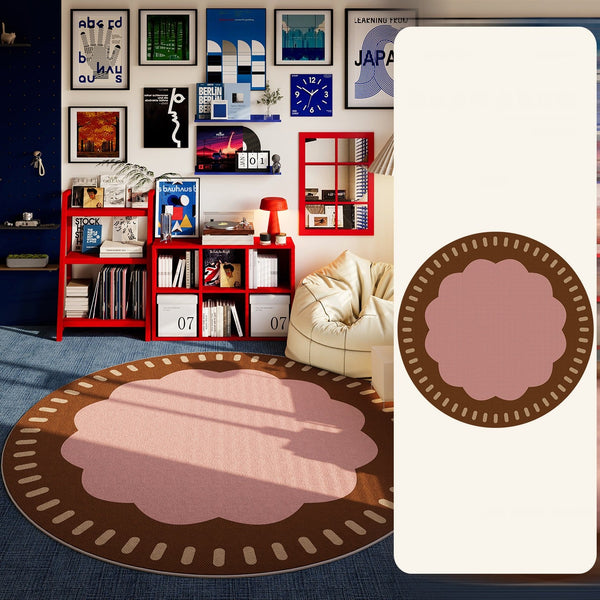 Modern Rugs for Dining Room, Abstract Contemporary Round Rugs for Dining Room, Circular Modern Rugs for Apartment, Geometric Modern Rug Ideas for Living Room-Silvia Home Craft