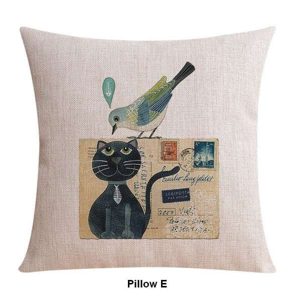 Decorative Sofa Pillows for Children's Room, Love Birds Throw Pillows for Couch, Singing Birds Decorative Throw Pillows, Embroider Decorative Pillow Covers-Silvia Home Craft