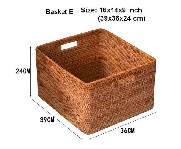 Rattan Storage Baskets, Storage Basket for Shelves, Rectangular Storage Basket for Toys, Storage Baskets for Kitchen, Storage Baskets for Bedroom-Silvia Home Craft