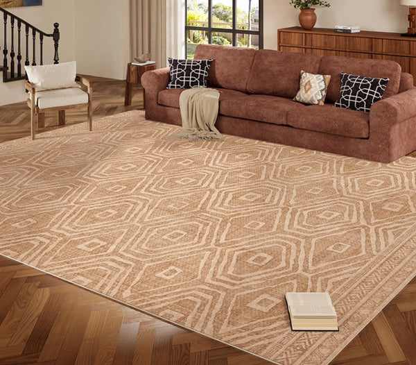 Bedroom Floor Rugs, Geometric Contemporary Rugs for Dining Room, Extra Large Modern Rugs for Living Room, Oversized Modern Rug for Living Room-Silvia Home Craft