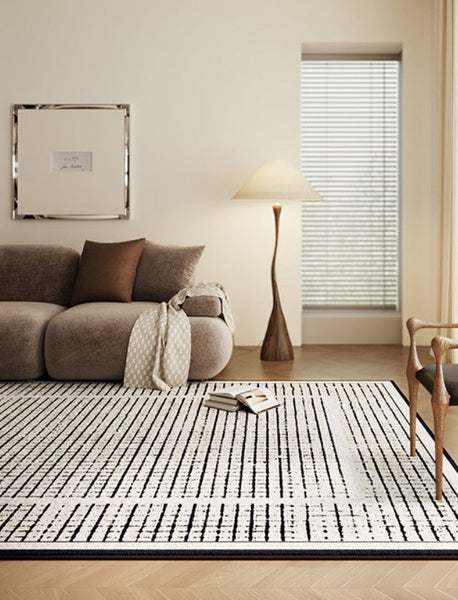 Mid Century Modern Rugs for Bedroom, Large Modern Rugs for Living Room, Contemporary Abstract Rugs under Dining Room Table-Silvia Home Craft